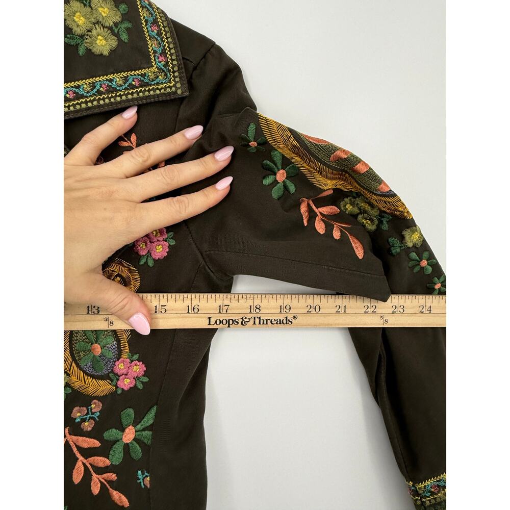 Vintage Biya Two Ten Ten Five Embroidered Paisley Floral Cotton Coat Jacket S - Picture 10 of 13